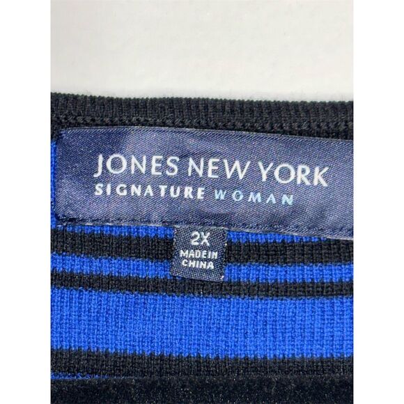 Jones New York Signature Blue & Black Striped Tunic Top 2X NWT - Picture 4 of 4